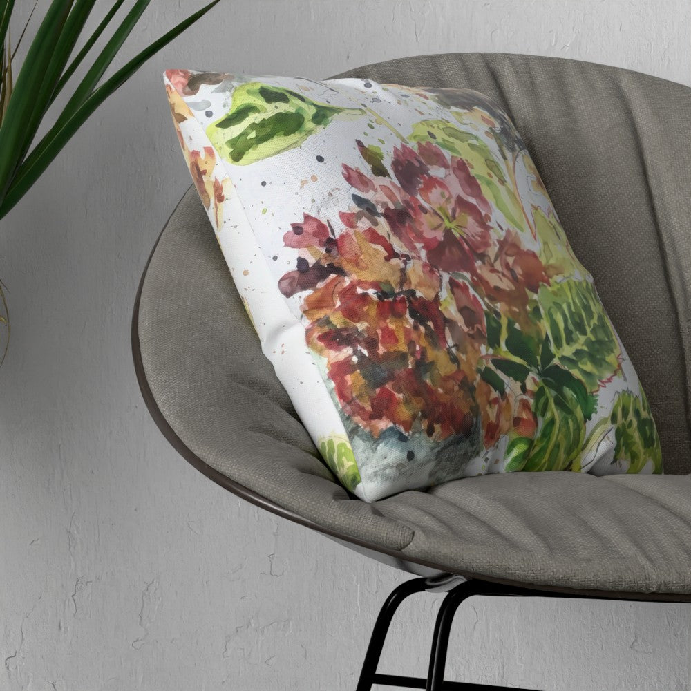 Red Hydrangea Cushion - 22"x22"